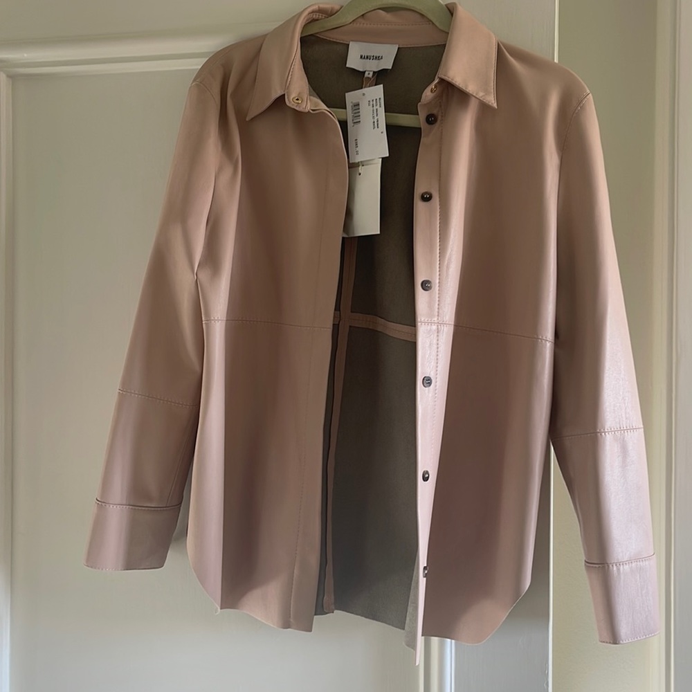 NWT** Nanusha Vegan Leather Blush Overshirt